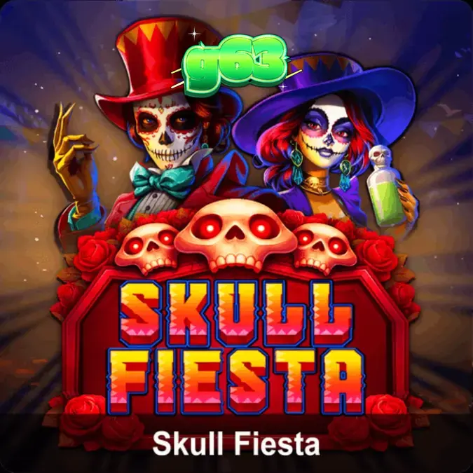 Makulay na disenyo ng Skull Fiesta slot na may temang Day of the Dead